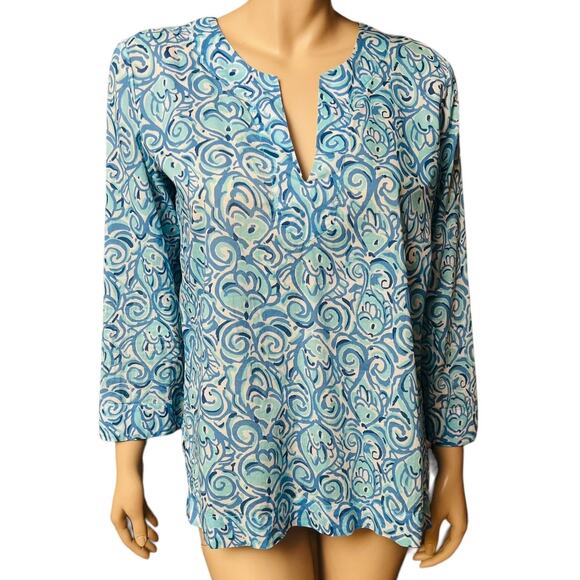 Lilly Pulitzer Amelia Island Tunic In Chasing Tail Size M 3/4 Length Sleeves - Picture 1 of 8